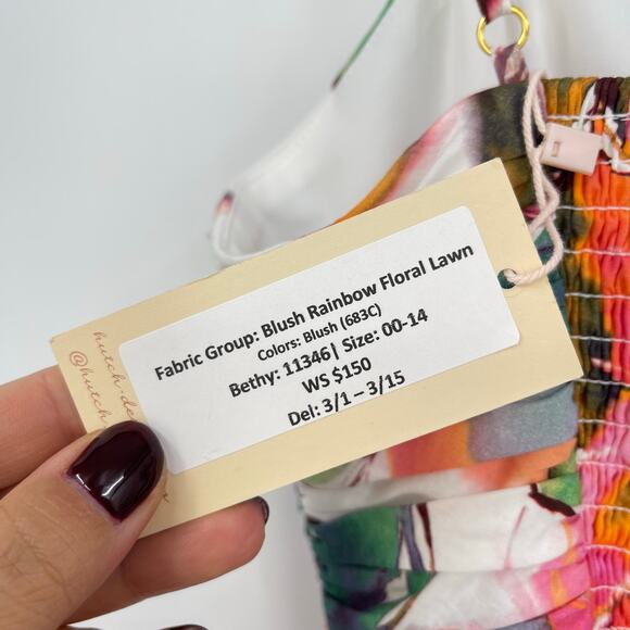 Hutch | NWT Bethy Blush Messy Rainbow Watercolor Floral Maxi Dress XS - Picture 6 of 11